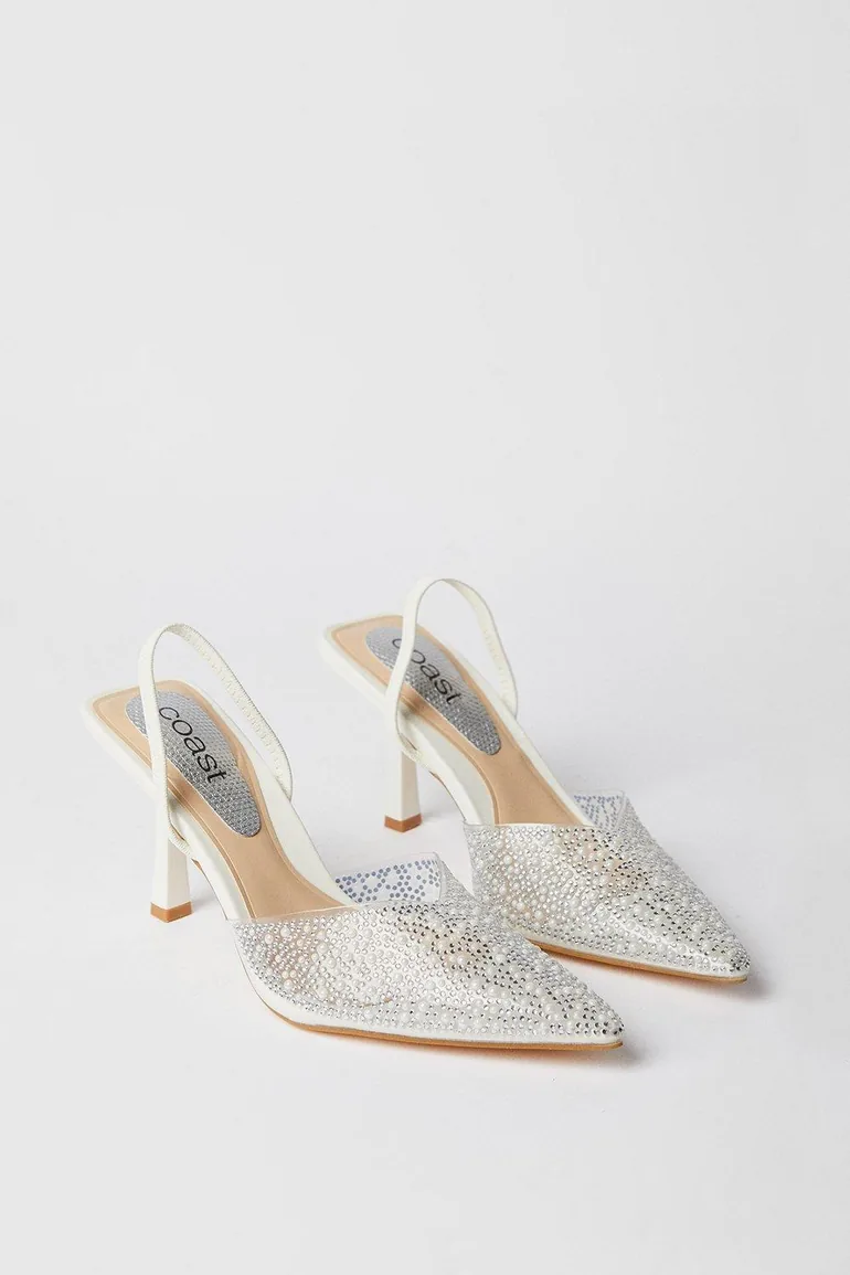 حذاء كعب عالي باللون الأبيض - 2