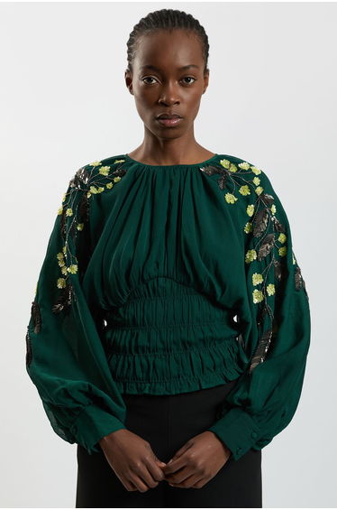 Hand Embellished Floral Occasion Top