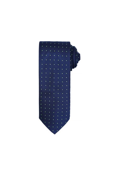 Premier Mens Micro Dot Pattern Formal Work Tie - Navy/Lime
