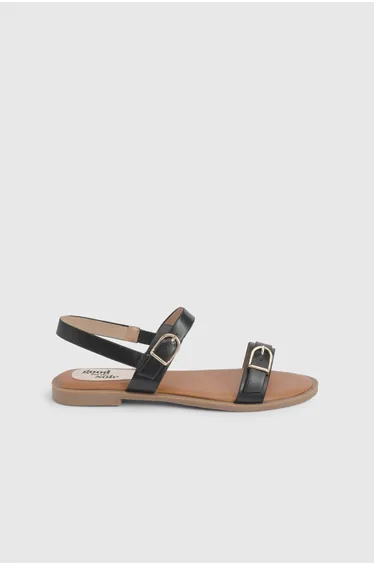 Good For The Sole: Fabia Faux Leather Buckle Detail Comfort Sock Flat Sandals