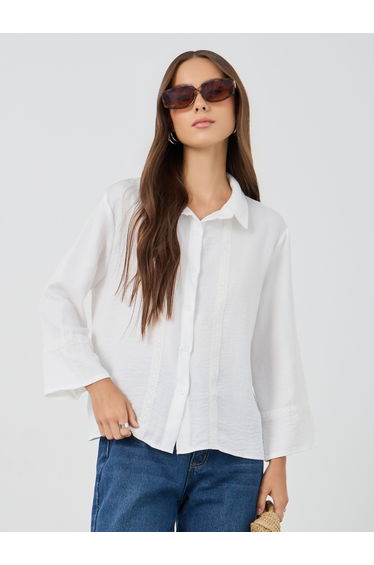 Solid Regular Fit Lace Detail Buttoned Shirt
