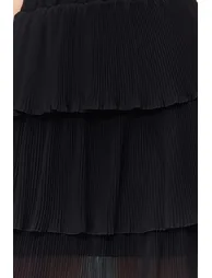 Black Pleated Skirt Ruffled Chiffon Fabric Mini Size Woven Skirt - 6