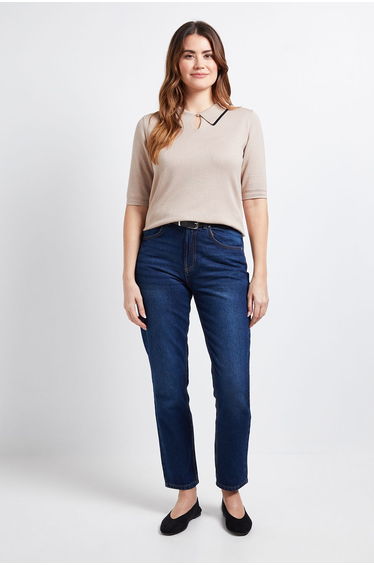 Collared Tipped Knitted T Shirt