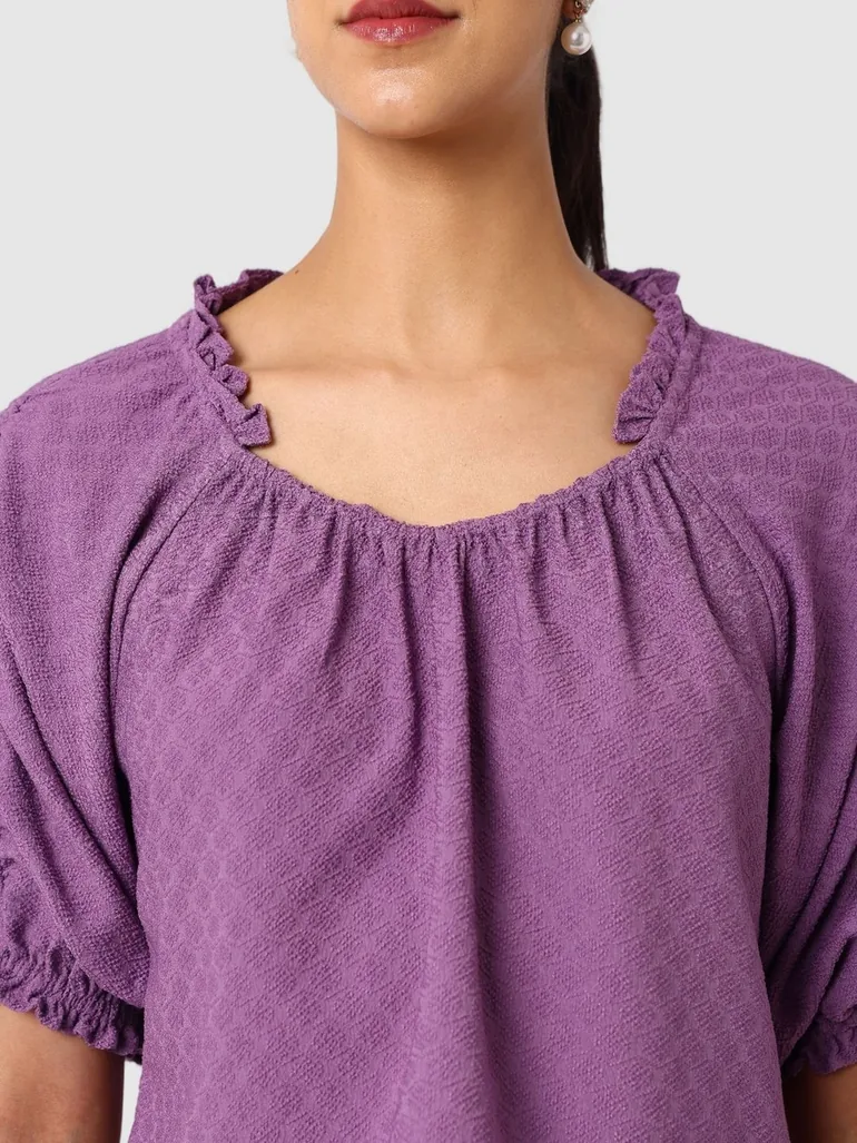 Women Purple Short Sleeve Top - 3