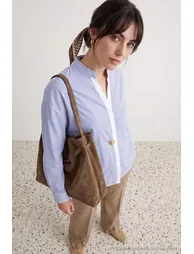Blue Oversize Striped Woven Shirt - 2