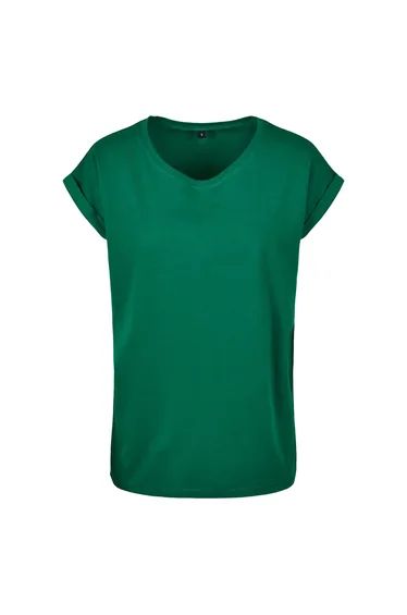 Womens/Ladies Extended Shoulder T-Shirt - Forest Green
