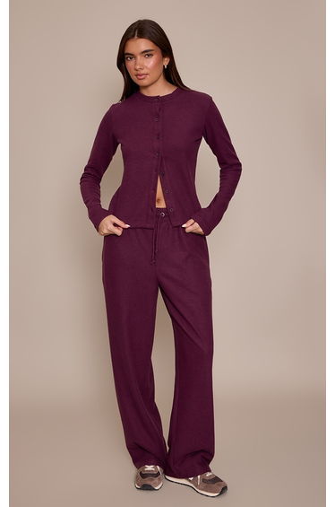 Dark Plum Soft Touch Button Down Top