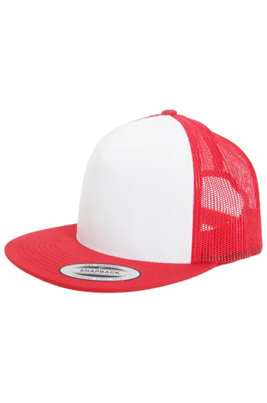 Yupoong Flexfit Unisex Classic Trucker Snapback Cap - Red/White/Red