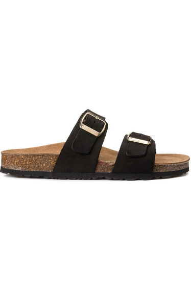 Suede Double Buckle Mules