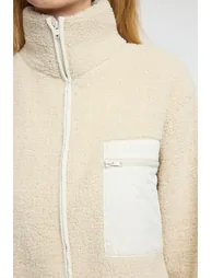 Winter Essentials Stone Thick Fleece Zipper Stand Collar Pocket Knitted Sweatshirt - 4