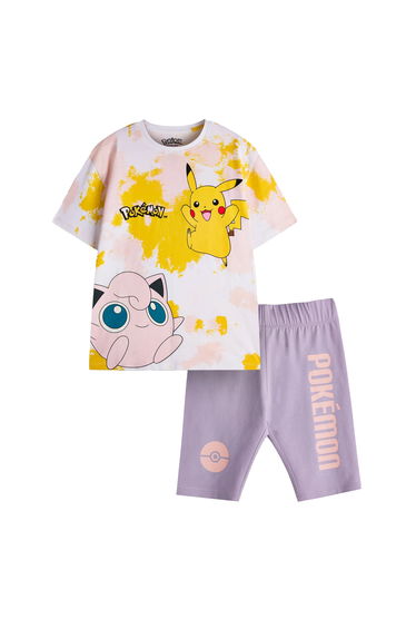 Pokemon Girls Pikachu Tie Dye T-Shirt & Shorts Set - Multicoloured