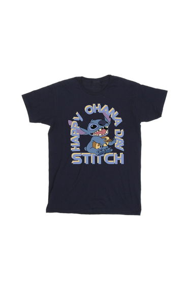 Lilo & Stitch Boys Day Of Ohana Cotton T-Shirt - Navy Blue