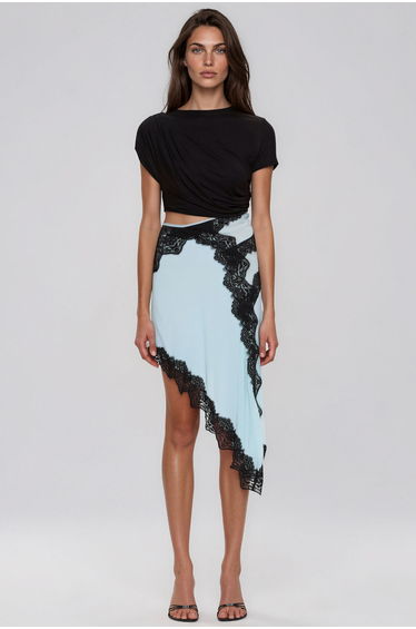 Bess Asymmetric Lace Cutout Midi Dress