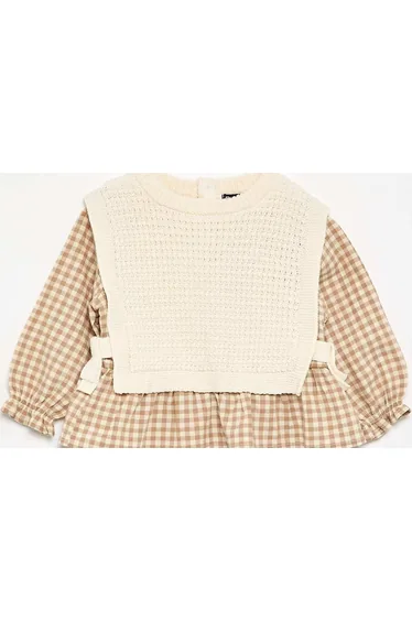 Cotton Voile Sleeve Sweater BEIGE