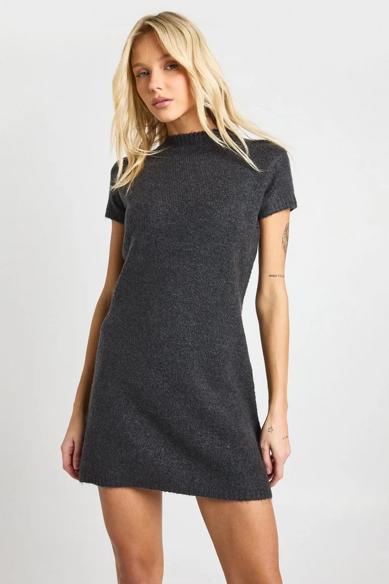 knit dress brown Makenna Knit Dress - Brown