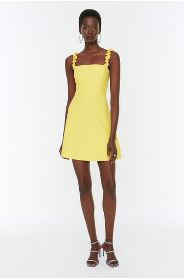 Yellow A-Line Mini Party Dress