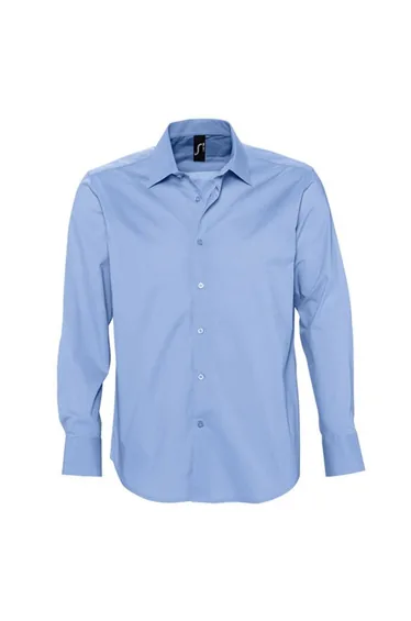 SOLS Mens Brighton Long Sleeve Fitted Work Shirt - Bright Sky