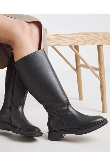 Leather Knee High Riding Boots Ex Wide C