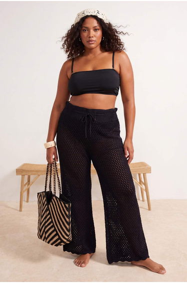 Beachwear Black High Waist Slim Summer Knitwear Beach Pants Tbbss26Ar00059
