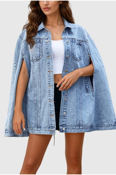 Agrippa Asymmetric Shawl Denim Jacket
