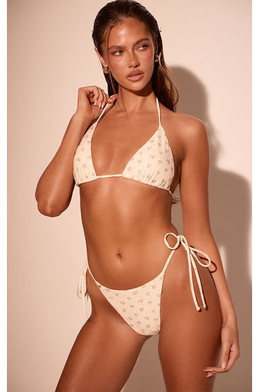 Lemon Ditsy Print Triangle Bikini Top