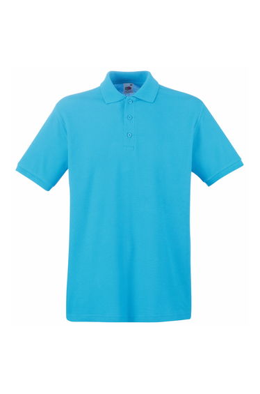 Fruit Of The Loom Premium Mens Short Sleeve Polo Shirt - Azure Blue