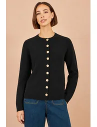 Yumi Black Knitted Fitted Peplum Cardigan - 1