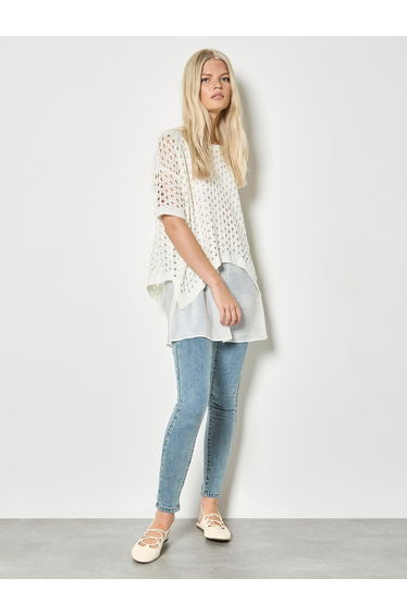 Shimmer Mesh Layered Tunic Top