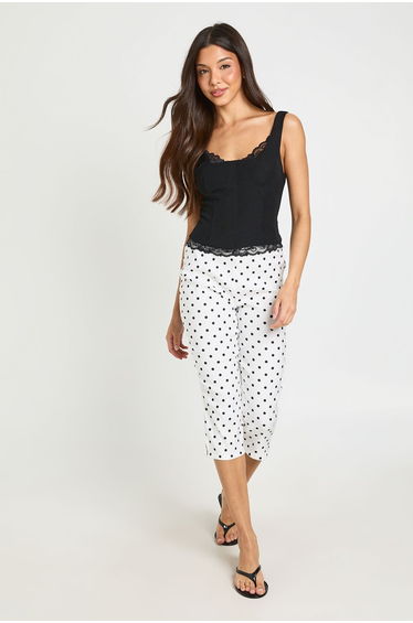 Lace Cup And Hem Corset Top - black