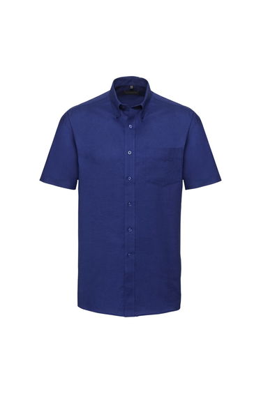 Russell Collection Mens Short Sleeve Easy Care Oxford Shirt - Bright Royal