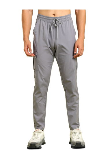 Men Solid Relaxed Fit Cargo Pants with TS FLEXI