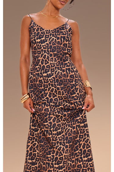 Leopard Print Woven Cami Backless Maxi Dress product thumbnail 4