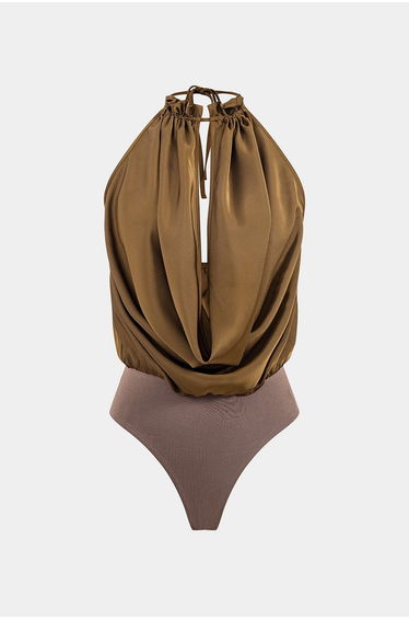 Satin Backless Tie-Up Sleeveless Bodysuit