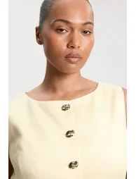 Plus Size Tailored Linen Statement Button Front Waistcoat - 1