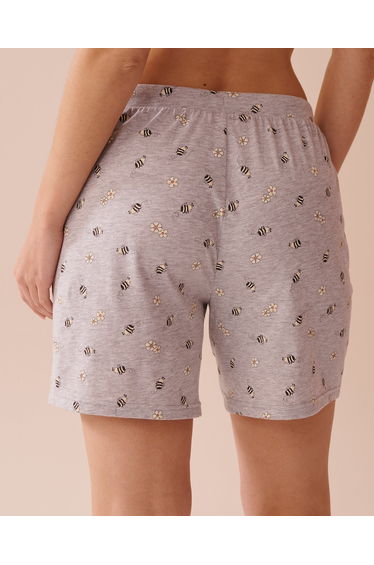 Bee Print Cotton Bermuda Shorts