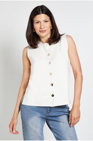 Button Detail Knitted Vest Top
