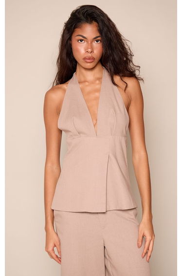 Taupe Tailored Overlay Waistcoat Top Co-ord