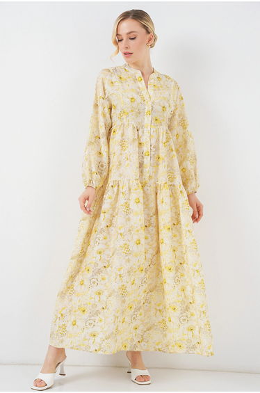 BDART Floral Maxi Dress with Button Closure