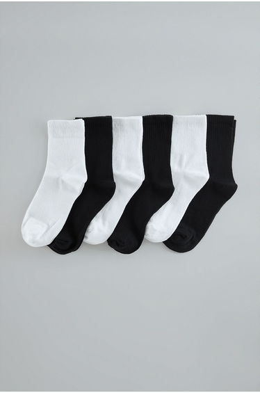 Black-White 6-Pack Cotton College-Tennis-Medium Socks
