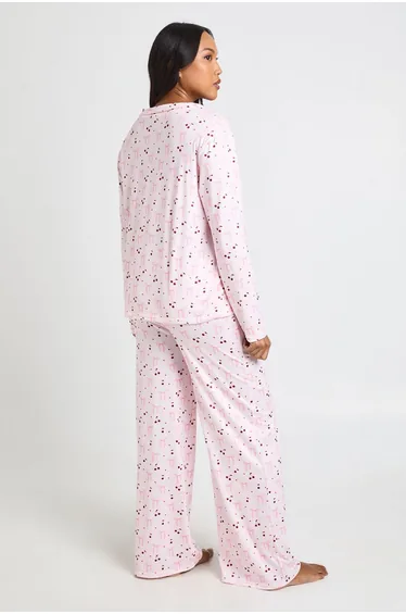 بيجامة بوهو باللون الزهري - للحوامل