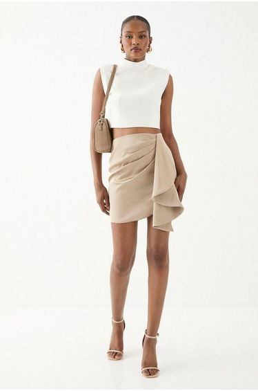 Satin Drape Side Mini Skirt