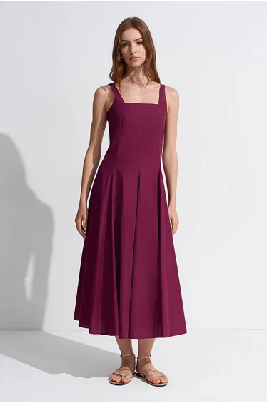 DILVIN Cotton A-line Midi Dress