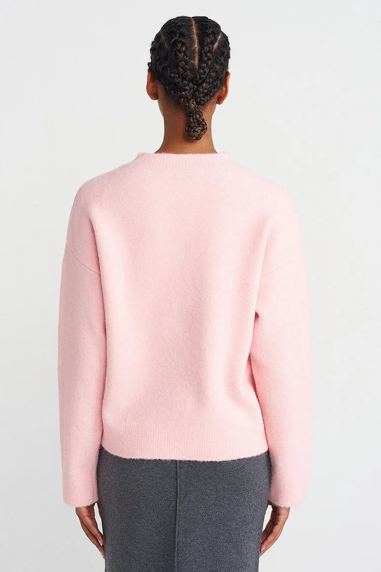 DILVIN Women's Solid Crew Neck Ribbed Sweater - 2
