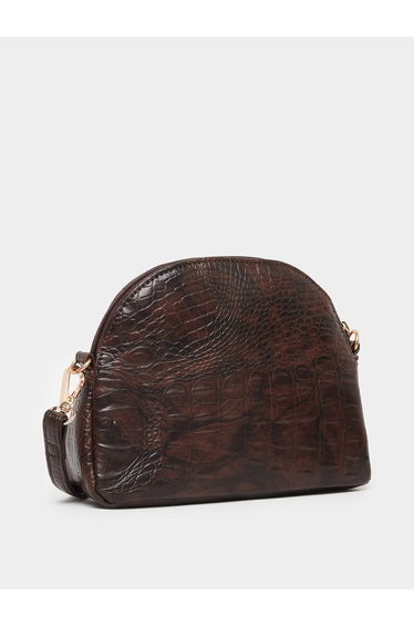 Textured Sling Bag with Zip Closure