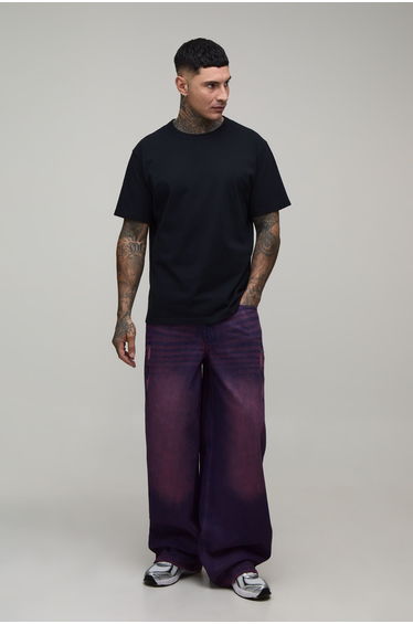 Tall Pink Tinted Baggy Distressed Jeans - pink
