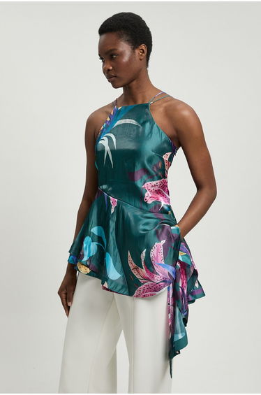 Printed Metallic Floral Woven Top