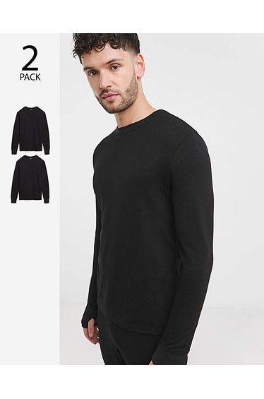 2 Pack Black LS Thermal T-Shirts