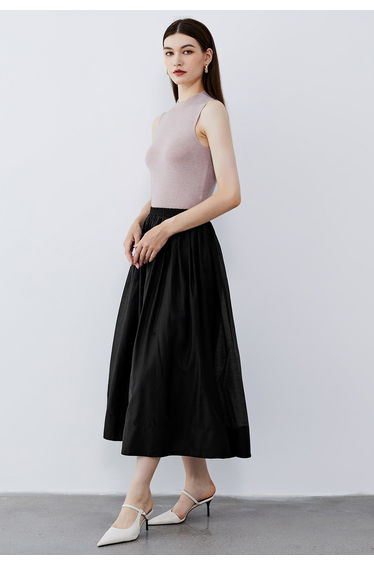 Mock Neck Wool-Blend Sleeveless Top in Blush