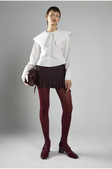 White Button-Front Long Sleeve Top