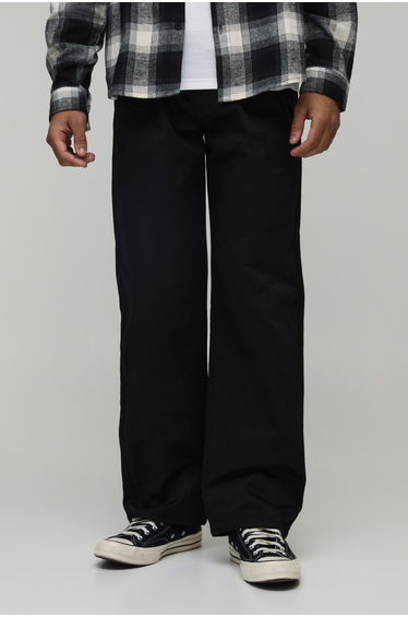 Relaxed Fit Pleat Front Work 365 Trouser - black